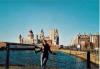 Christina - in the background the Port of Liverpool and the Cunard Building (note: the water wasn't as blue as it is on the photo)